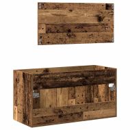 Шкаф за баня с огледало Стара дървесина Инженерна дървесина