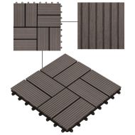 22 бр декинг плочки, 30x30 см, 2 кв.м., WPC, тъмнокафяви