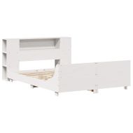 Рамка за легло без матрак, бял, 160x200 см, бор масив