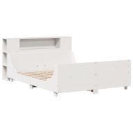 Рамка за легло без матрак, бял, 120x190 см, борово дърво масив