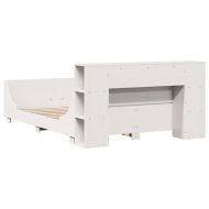 Рамка за легло без матрак, бял, 120x190 см, борово дърво масив