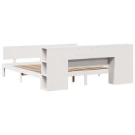 Легло с етажерка за книги, без матрак, 200x200 см, бор масив