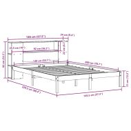 Легло с етажерка за книги, без матрак, 140x200 см, бор масив