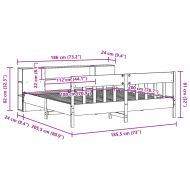 Легло с етажерка за книги, без матрак, 180x200 см, бор масив
