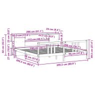 Легло с етажерка за книги, без матрак, 200x200 см, бор масив