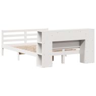 Легло с етажерка за книги, без матрак, 140x200 см, бор масив