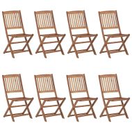 Сгъваеми градински столове, 8 бр, с възглавници, акация масив
