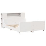 Рамка за легло без матрак, бял, 160x200 см, бор масив