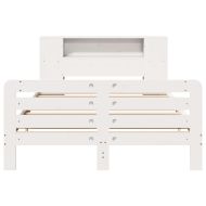 Рамка за легло без матрак, бял, 140x190 см, бор масив