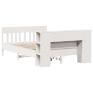 Легло с етажерка за книги, без матрак, 140x190 см, бор масив