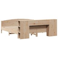 Легло с етажерка за книги, без матрак, 200x200 см, бор масив