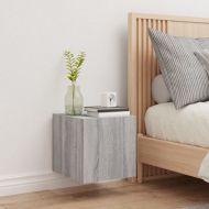 Стенен ТВ шкаф с LED осветление, сив сонома, 30,5x35x30 см