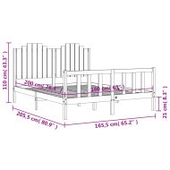 Рамка за легло без матрак, 160x200 см, масивна чамова дървесина