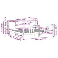 Легло с етажерка за книги, без матрак, 180x200 см, бор масив