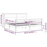 Рамка за легло с табла, 200x200 см, дърво масив