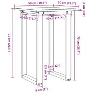 Трапезна маса О-образна рамка 50x50x75 см бор масив и чугун