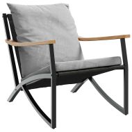 Комплект балконски мебели 3 части с възглавници черен стомана