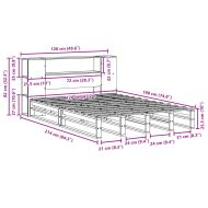 Легло с етажерка за книги, без матрак, 120x190 см, дърво масив