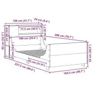 Рамка за легло без матрак, бял, 100x200 см, бор масив