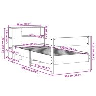 Легло с рафтове за книги, без матрак, 90x190 см, бор масив