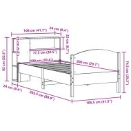 Легло с рафтове за книги, без матрак, 100x200 см, бор масив