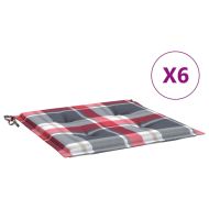 Възглавници за стол 6 бр червено каре 40x40x3 см Оксфорд плат