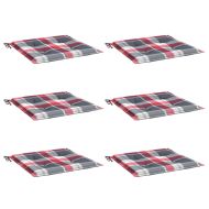 Възглавници за стол 6 бр червено каре 40x40x3 см Оксфорд плат
