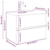 Шкаф за мивка с вграден умивалник и смесител Дъб артизан