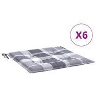 Възглавници за столове 6 бр сиво каре 40x40x3 см Оксфорд плат