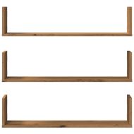 Стенни рафтове, 3 бр, дъб артизан, 80x18x18 см, инженерно дърво