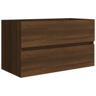 Шкаф за мивка, кафяв дъб, 80x38,5x45 см, инженерно дърво