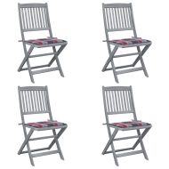 Сгъваеми градински столове, 4 бр, с възглавници, акация масив