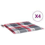 Възглавници за стол 4 бр червено каре 40x40x3 см Оксфорд плат