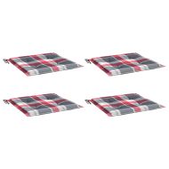 Възглавници за стол 4 бр червено каре 40x40x3 см Оксфорд плат