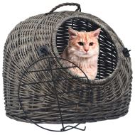 Транспортен кош за котки, сив, 60x45x45 см, естествена върба