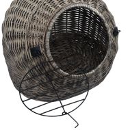 Транспортен кош за котки, сив, 60x45x45 см, естествена върба