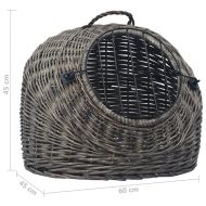 Транспортен кош за котки, сив, 60x45x45 см, естествена върба