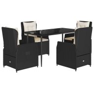 Градински трапезен комплект възглавници 5 части черен полиратан