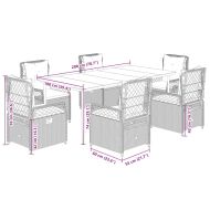 Градински трапезен комплект 7 части възглавници черен полиратан