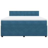 Боксспринг легло с матрак, синьо, 180x200 см, кадифе