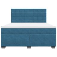 Боксспринг легло с матрак, синьо, 180x200 см, кадифе