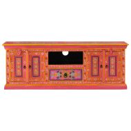 ТВ шкаф, розов, 110x30x40 см, масивно мангово дърво