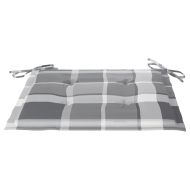 Градински столове с възглавници сиво каре 8 бр тик масив