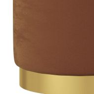 Кръгъл хокер за съхранение, кафяв, кадифе 31 x 37 cm