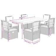 Градински комплект 7 части с възглавници светлосив полиратан