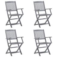 Сгъваеми градински столове, 4 бр, възглавници, акация масив