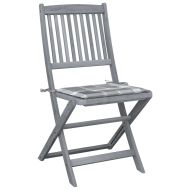 Сгъваеми градински столове, 4 бр, възглавници, акация масив