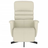 Реклайнер с опора за крака, кремав, изкуствена кожа
