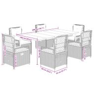 Градински комплект с възглавници, 7 части, бежов полиратан
