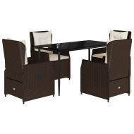 Градински комплект с възглавници 5 части кафяв полиратан